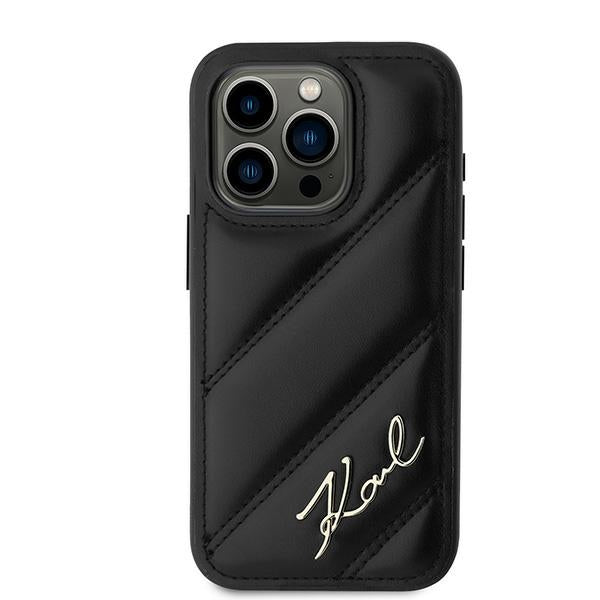 Karl Lagerfeld Husa de protectie Karl Lagerfeld Diagonal Quilted Script (KLHCP15XPQDSMGK) compatibil cu iPhone 15 Pro Ma