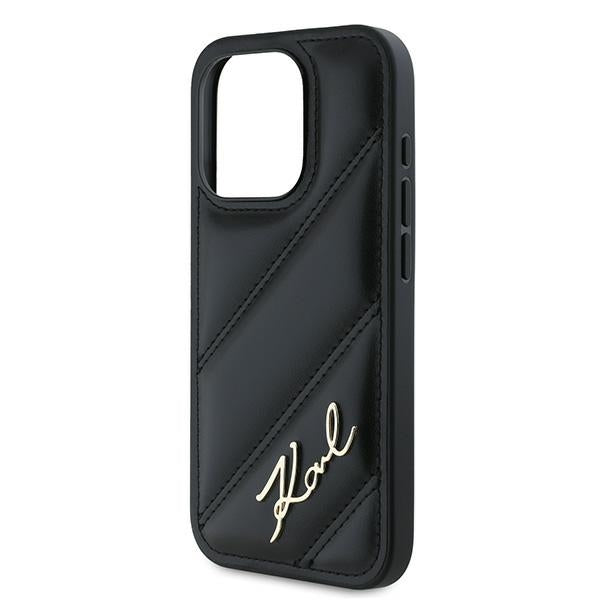 Karl Lagerfeld Husa de protectie Karl Lagerfeld Diagonal Quilted Script (KLHCP15XPQDSMGK) compatibil cu iPhone 15 Pro Ma