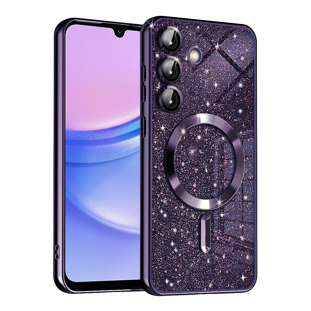 Husa de protectie Techsuit Luxury Glitter MagSafe compatibil cu Samsung Galaxy A15 4G / A15 5G, Mov