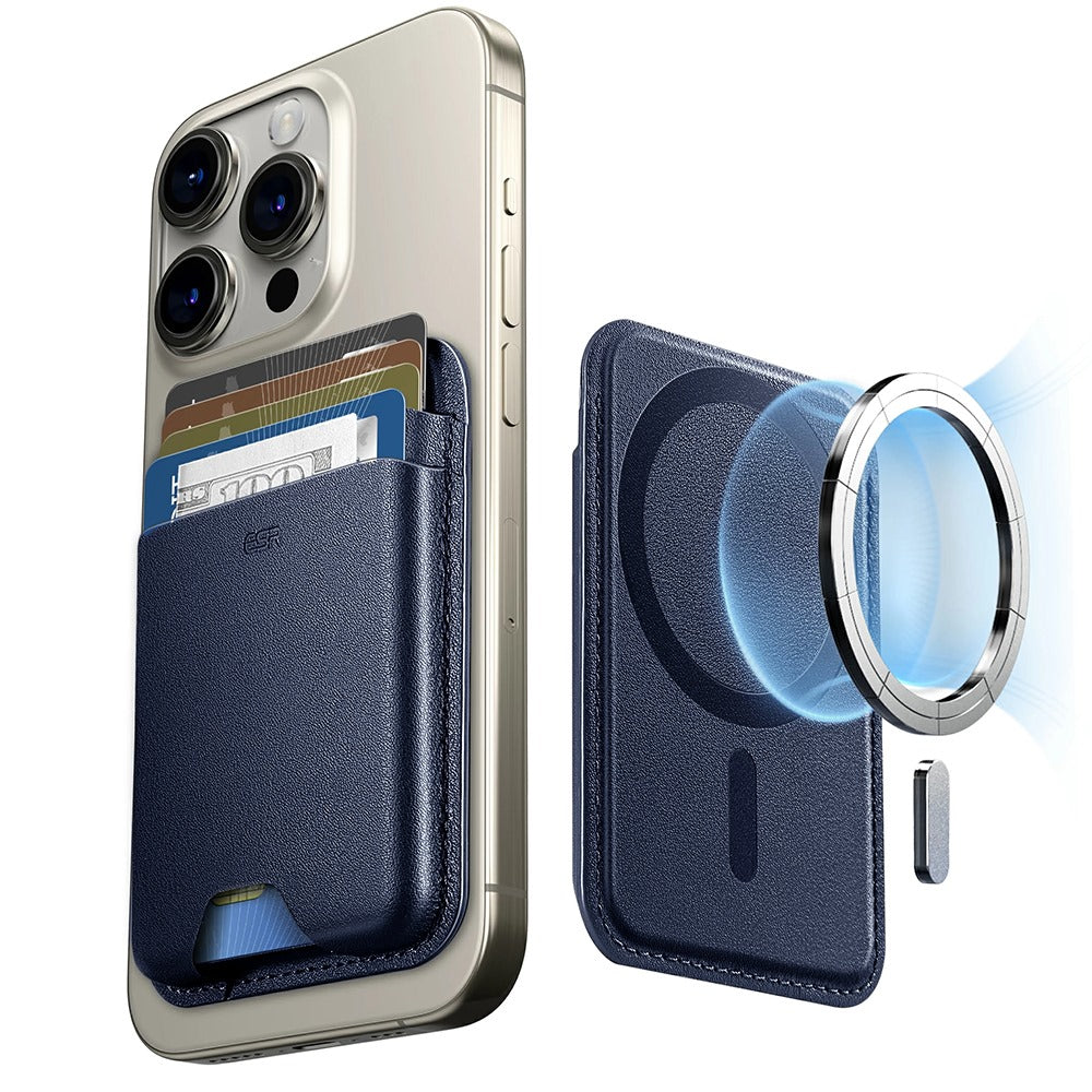 ESR - Premium Wallet Boost MagSafe (2K63803) - Smart 4 Cards Storage, Made from Artificial Leather - Dark Blue