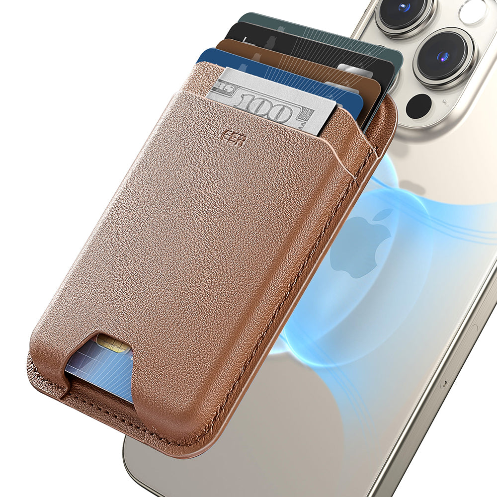ESR - Premium Wallet Boost MagSafe (2K63802) - Smart 4 Cards Storage, Made from Artificial Leather - Caramel Brown