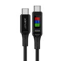 Acefast - Data Cable (C7-03) - Type-C to Type-C, 100W Fast Charging, 5A, LED Display, 1.2m - Black