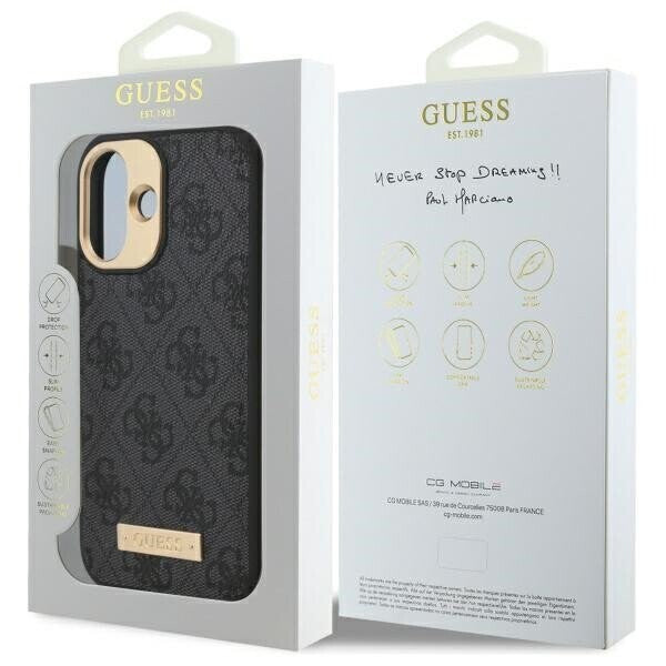 Guess - Hardcase 4G Logo Plate MagSafe (GUHMP16SU4GPRK) - iPhone 16 - Black