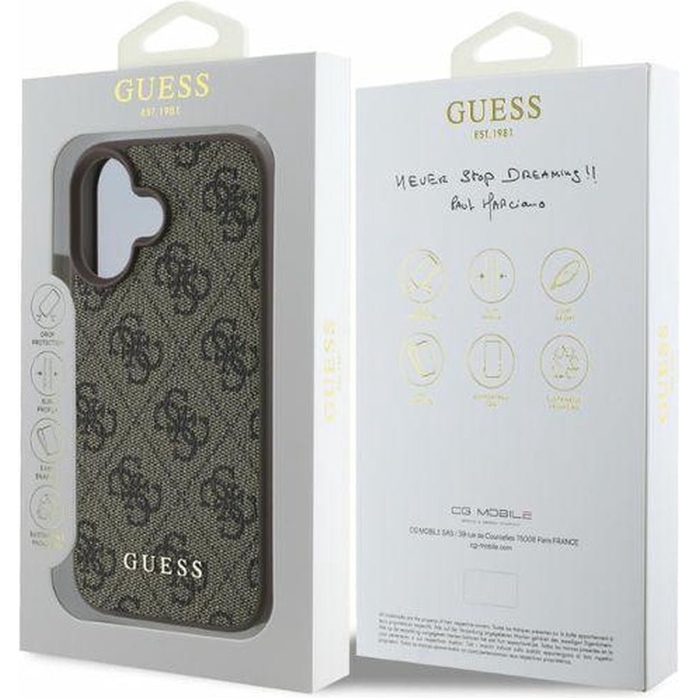 Husa de protectie Guess Hardcase 4G compatibil cu iPhone 16, Maro