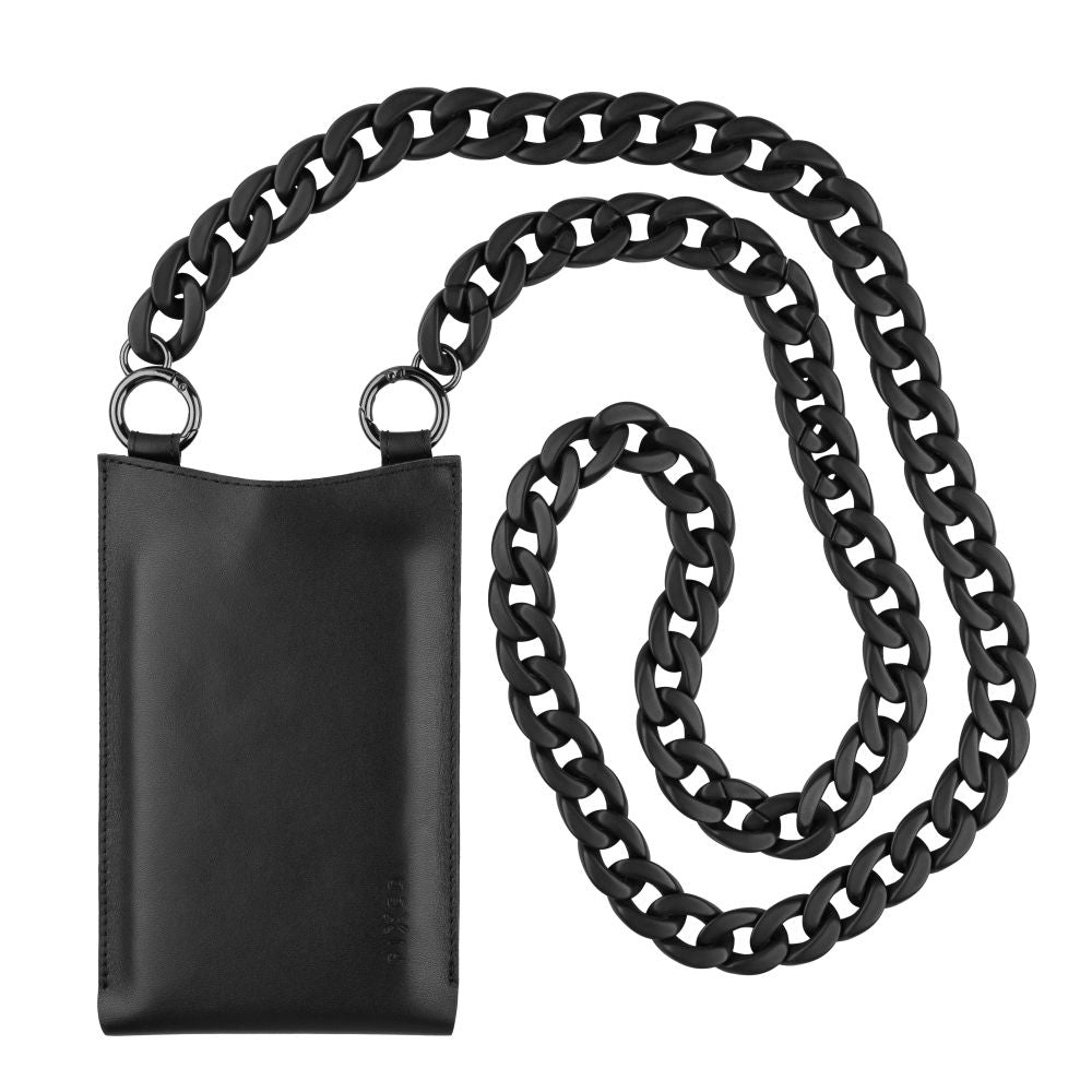 Fixed - Universal Shoulder Bag Venezia Leather (FIXVEN-BK) - for Mobile Phones 7" - Black