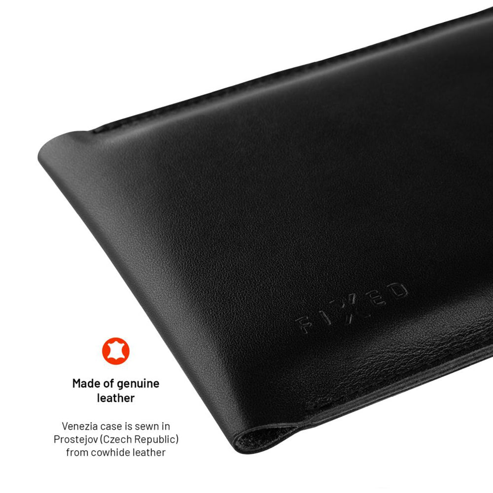 Fixed - Universal Shoulder Bag Venezia Leather (FIXVEN-BK) - for Mobile Phones 7" - Black