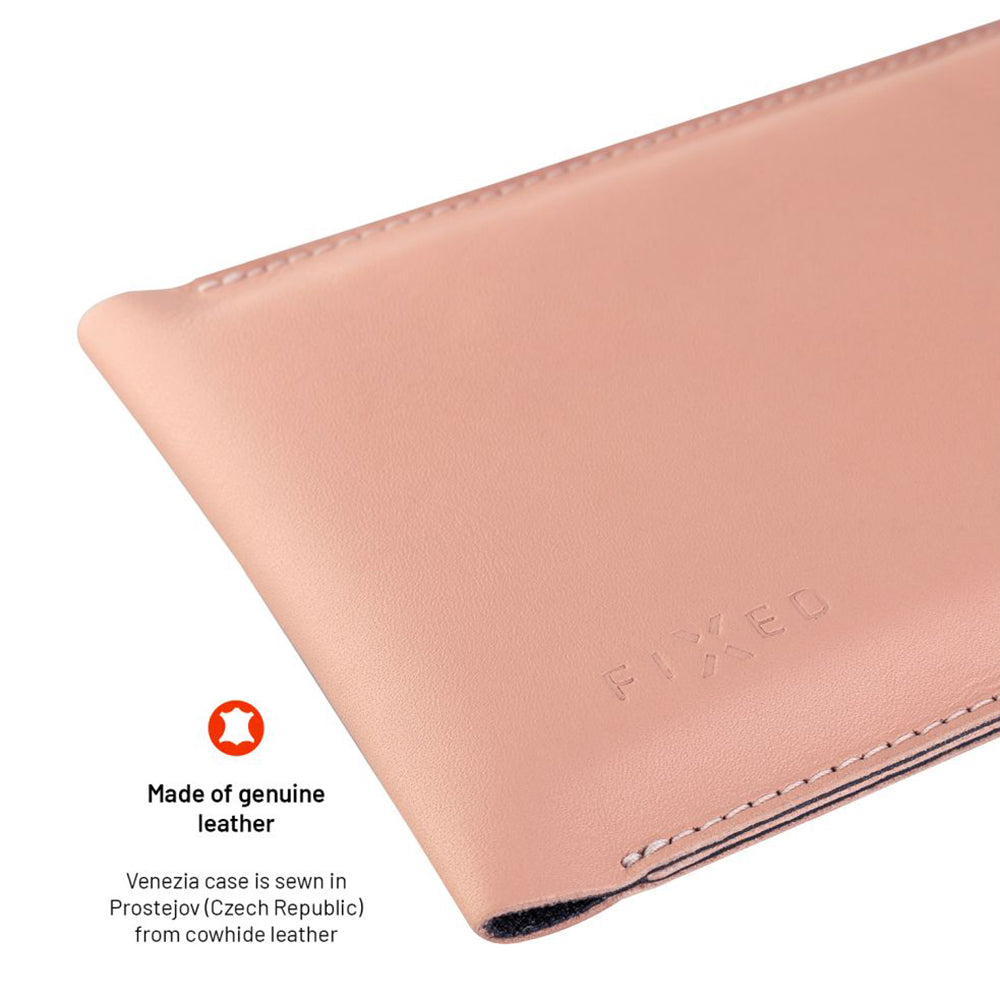 Fixed - Universal Shoulder Bag Venezia Leather (FIXVEN-PPI) - for Mobile Phones 7" - Pink