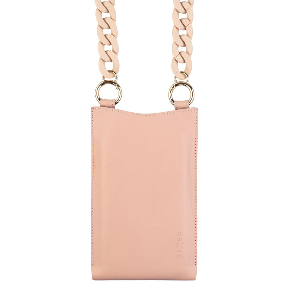 Fixed - Universal Shoulder Bag Venezia Leather (FIXVEN-PPI) - for Mobile Phones 7" - Pink