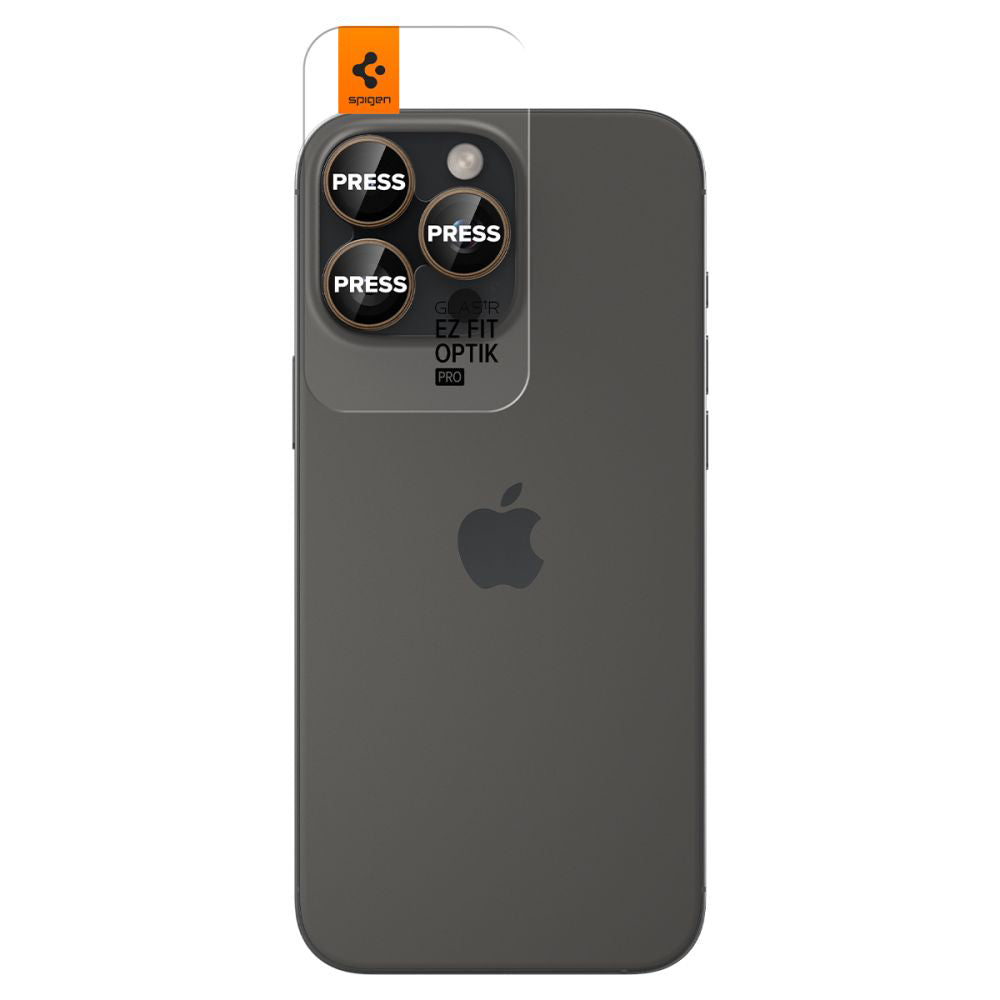 Spigen - (2 pack) Optik.tR EZ Fit Pro Camera Glass (AGL08862) - iPhone 16 Pro - Desert Titanium