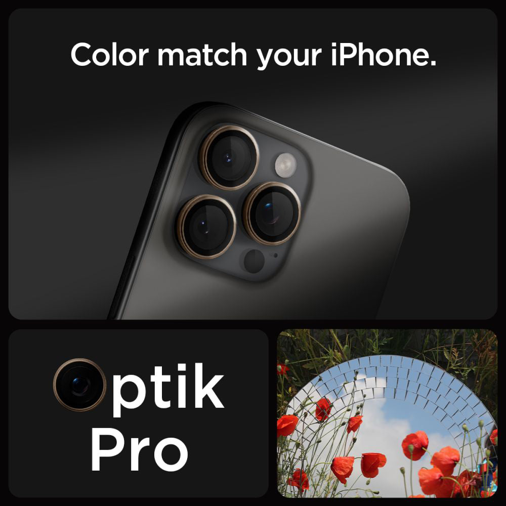 Spigen - (2 pack) Optik.tR EZ Fit Pro Camera Glass (AGL08862) - iPhone 16 Pro - Desert Titanium