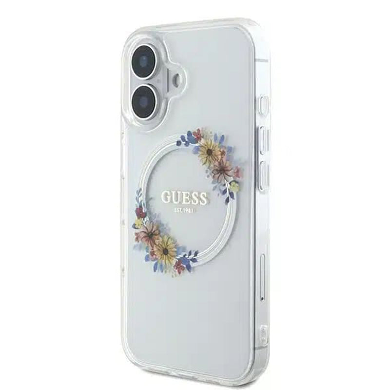 Guess - IML Flowers Wreath MagSafe (GUHMP16SHFWFCT) - iPhone 16 - Clear