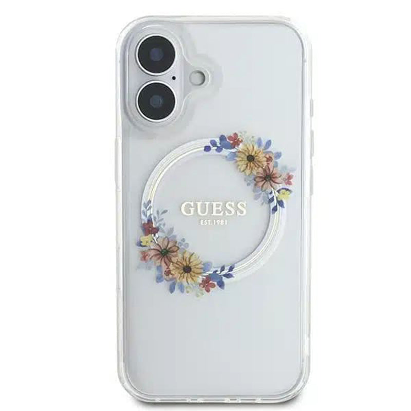 Guess - IML Flowers Wreath MagSafe (GUHMP16SHFWFCT) - iPhone 16 - Clear