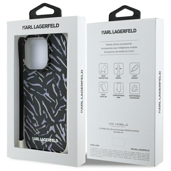 Karl Lagerfeld - Hardcase (KLHCP16XHZBPKCCU) - iPhone 16 Pro Max - Purple Zebra With Cord