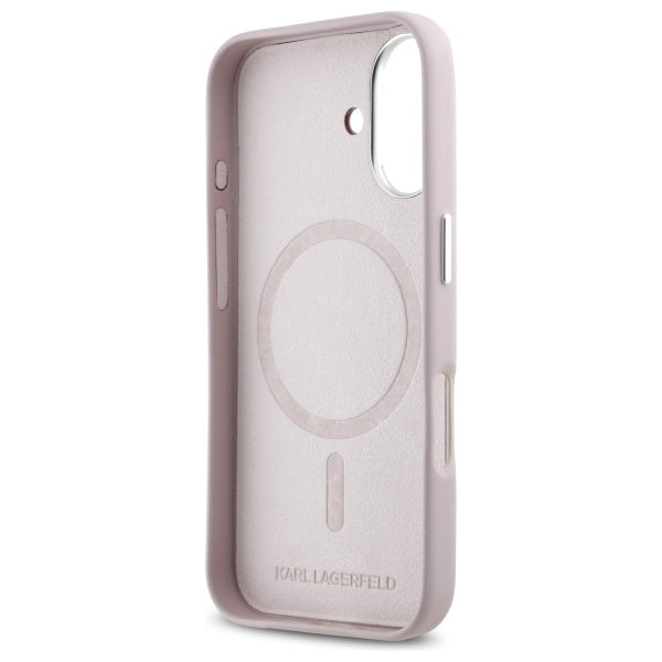 Karl Lagerfeld - Leather MagSafe (KLHMP16SPGMSRPP) - iPhone 16 - Pink FW Metal Plate