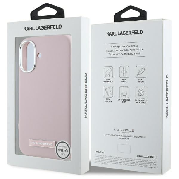 Karl Lagerfeld - Leather MagSafe (KLHMP16SPGMSRPP) - iPhone 16 - Pink FW Metal Plate