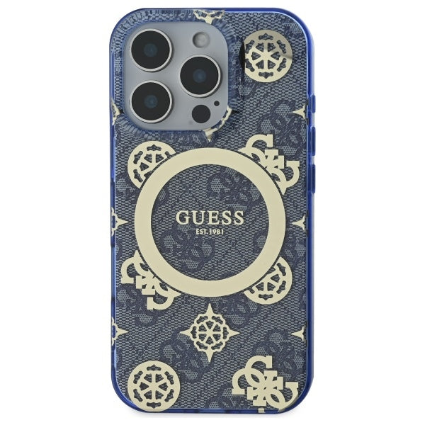 Guess - IML Peony On 4G Background MagSafe (GUHMP16LH4PYEEB) - iPhone 16 Pro - Blue