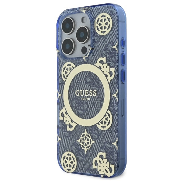 Guess - IML Peony On 4G Background MagSafe (GUHMP16LH4PYEEB) - iPhone 16 Pro - Blue