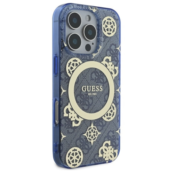 Guess - IML Peony On 4G Background MagSafe (GUHMP16LH4PYEEB) - iPhone 16 Pro - Blue