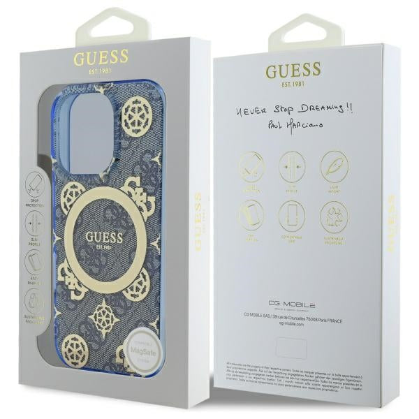 Guess - IML Peony On 4G Background MagSafe (GUHMP16LH4PYEEB) - iPhone 16 Pro - Blue