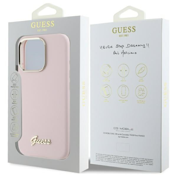 Husa de protectie Guess Silicone Script compatibil cu iPhone 16 Pro Max, Roz