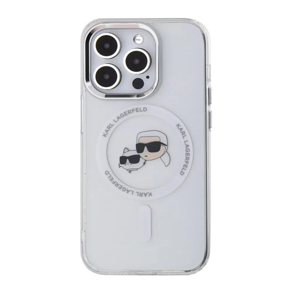 Karl Lagerfeld - IML MagSafe (KLHMP14LHLSKCH) - iPhone 14 Pro - White Metal Karl&Choupette Head