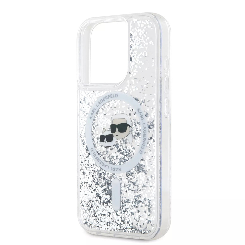Karl Lagerfeld - Liquid Glitter MagSafe (KLHMP15LLGKCSGH) - iPhone 15 Pro - Transparent Karl&Choupette Head