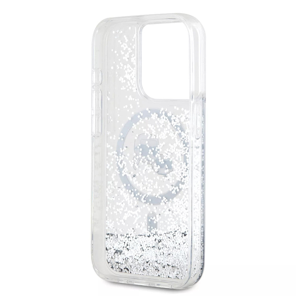 Karl Lagerfeld - Liquid Glitter MagSafe (KLHMP15LLGKCSGH) - iPhone 15 Pro - Transparent Karl&Choupette Head