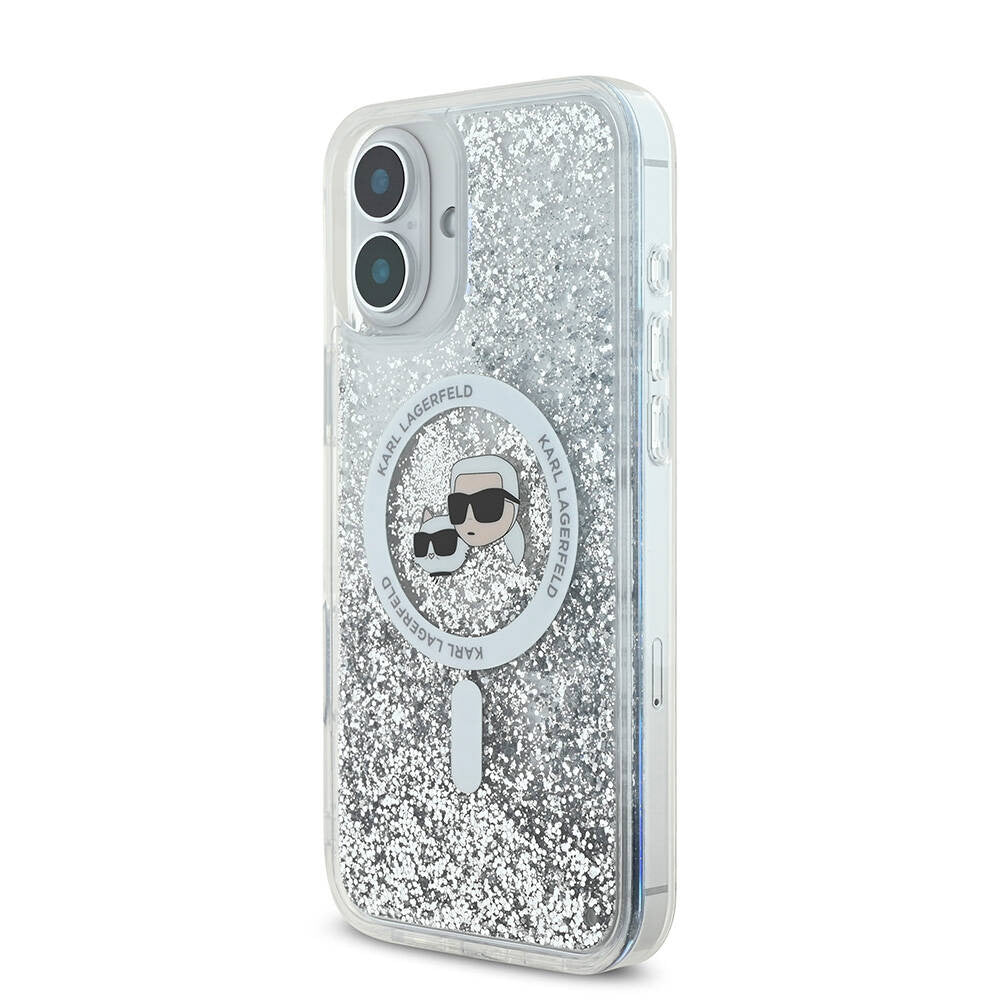Karl Lagerfeld - Glitter Liquid MagSafe (KLHMP16SLGKCSGH) - iPhone 16 - Transparent Karl&Choupette Head