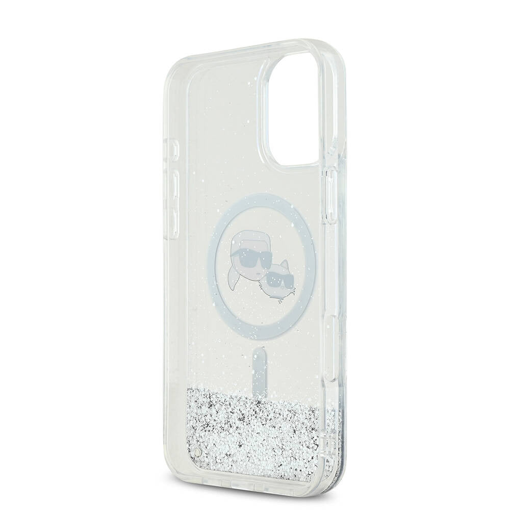Karl Lagerfeld - Glitter Liquid MagSafe (KLHMP16SLGKCSGH) - iPhone 16 - Transparent Karl&Choupette Head