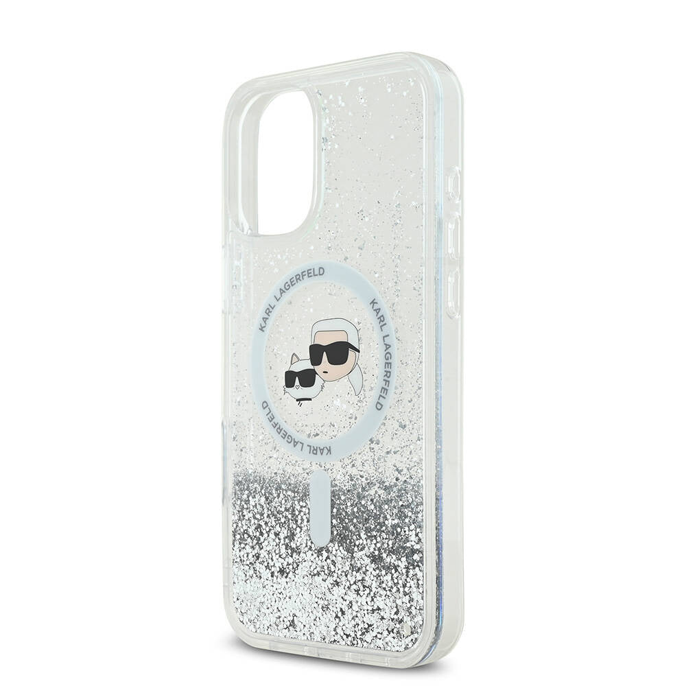 Karl Lagerfeld - Glitter Liquid MagSafe (KLHMP16SLGKCSGH) - iPhone 16 - Transparent Karl&Choupette Head