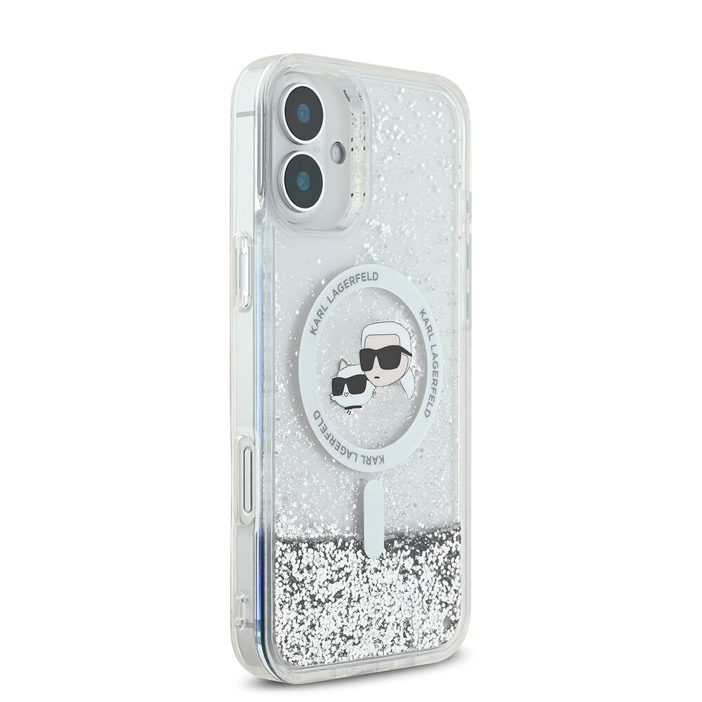 Karl Lagerfeld - Glitter Liquid MagSafe (KLHMP16SLGKCSGH) - iPhone 16 - Transparent Karl&Choupette Head