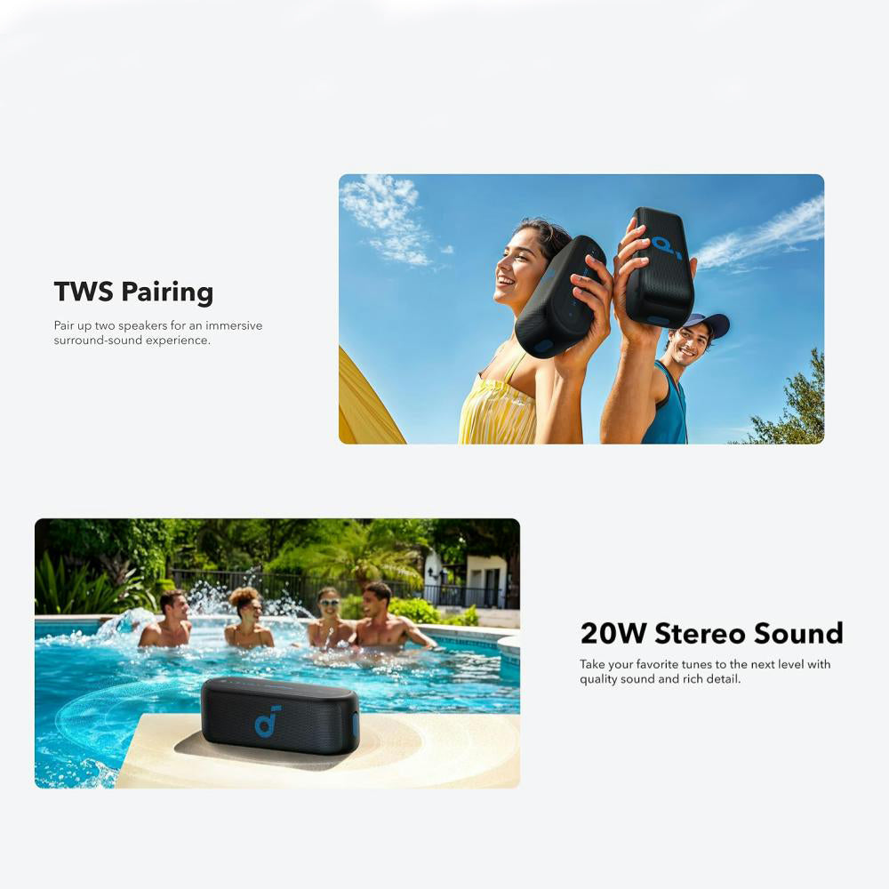 Anker - Wireless Speaker Soundcore Select 2S (A3171011) - True Wireless Stereo, 20W, IPX7 - Black