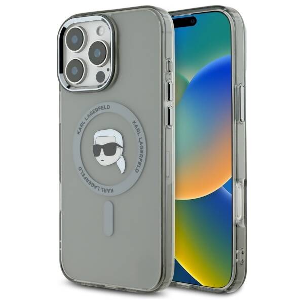 Karl Lagerfeld - IML MagSafe (KLHMP16LHLSKIK) - iPhone 16 Pro - Metal Karl`s Head