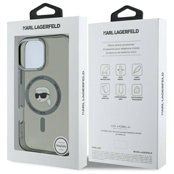 Karl Lagerfeld - IML MagSafe (KLHMP16LHLSKIK) - iPhone 16 Pro - Metal Karl`s Head