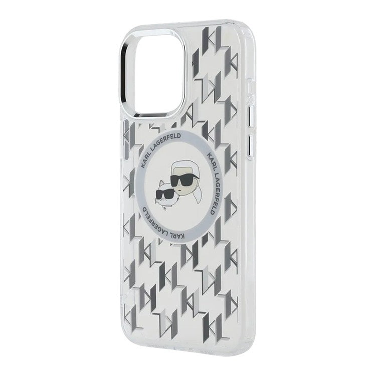 Karl Lagerfeld - IML MagSafe (KLHMP15SHMCKMHT) - iPhone 15 - Clear Monogram Karl&Choupette Head