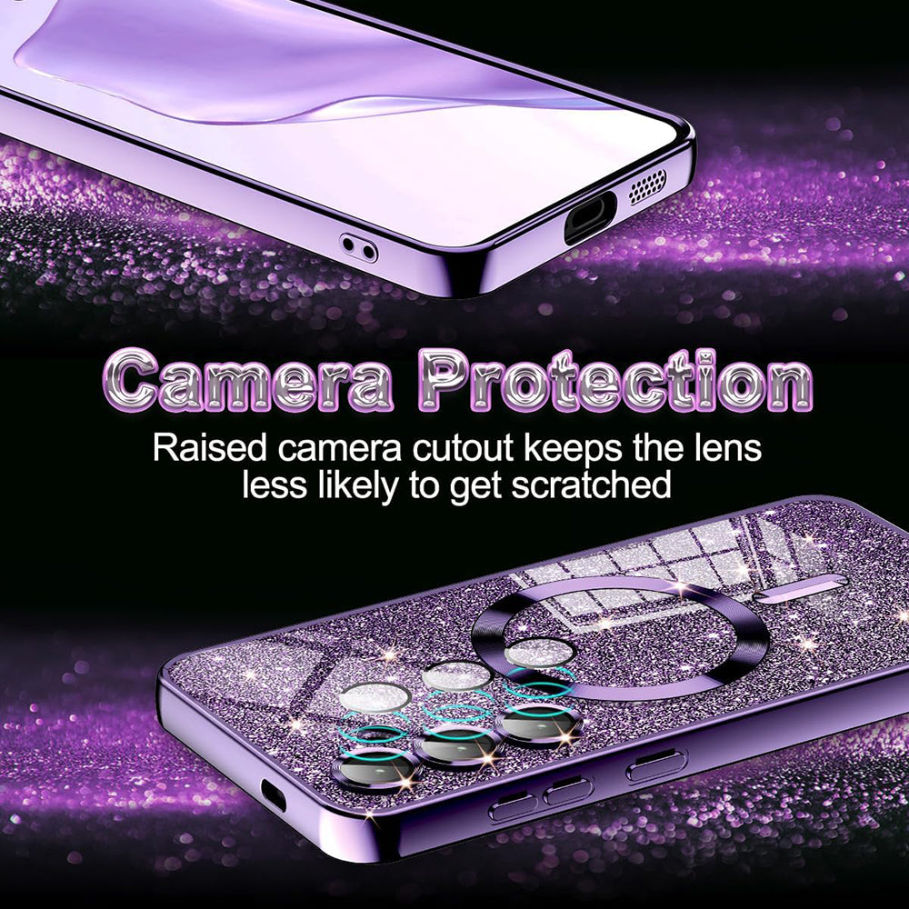 Husa de protectie Techsuit Luxury Glitter MagSafe compatibil cu Samsung Galaxy S25 Ultra, Verde deschis
