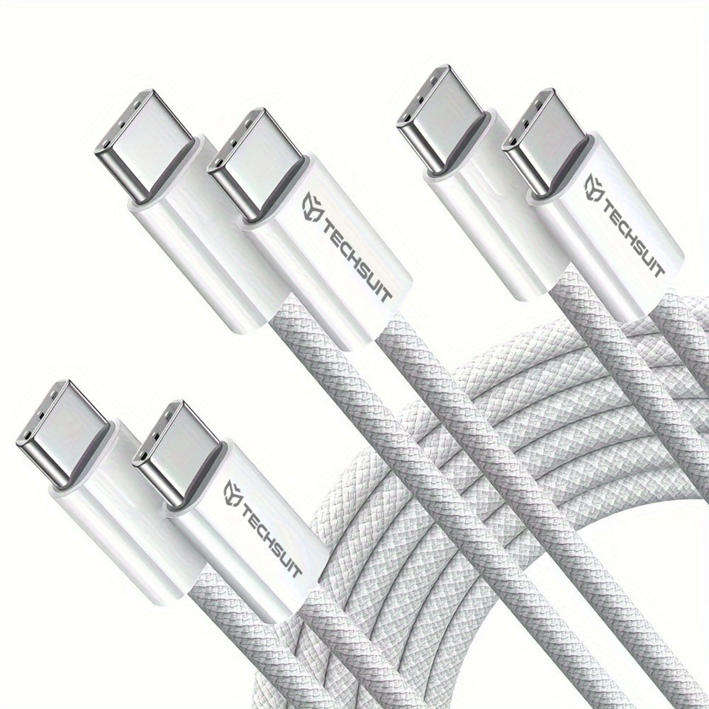 Techsuit - Data Cable (PCB114D) - for Apple, Android, Type-C, Super Fast Charging, PD60W, Flexible, Durable, 1m - Pink