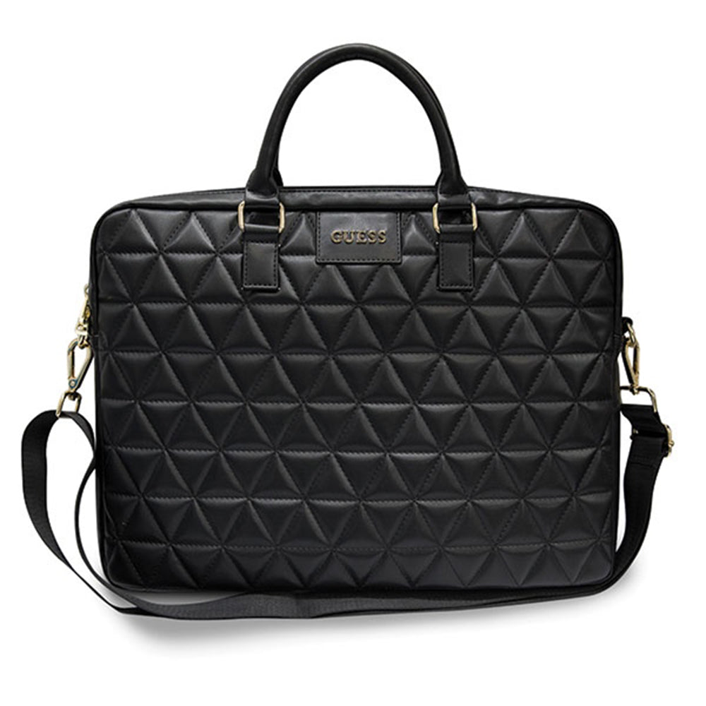 Guess - Computer Bag Quilted (GUCB15QLBK) - 15-16", Mosaique Pattern, Detachable Shoulder Strap, Adjustable - Black