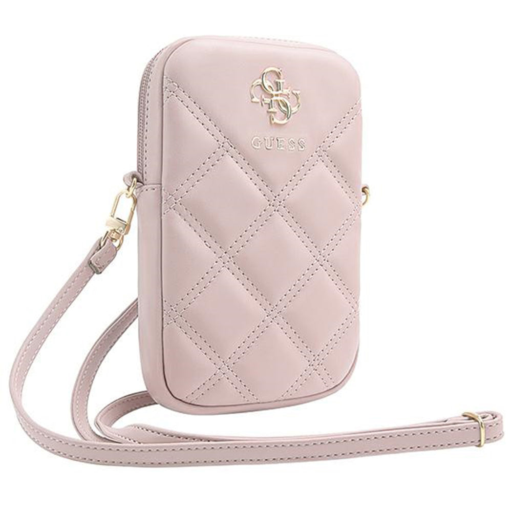 Guess - Universal Phone Pouch Zip Quilted 4G (GUWBZPSQSSGP) - Universal, Adjustable Strap, Zip Closure - Pink
