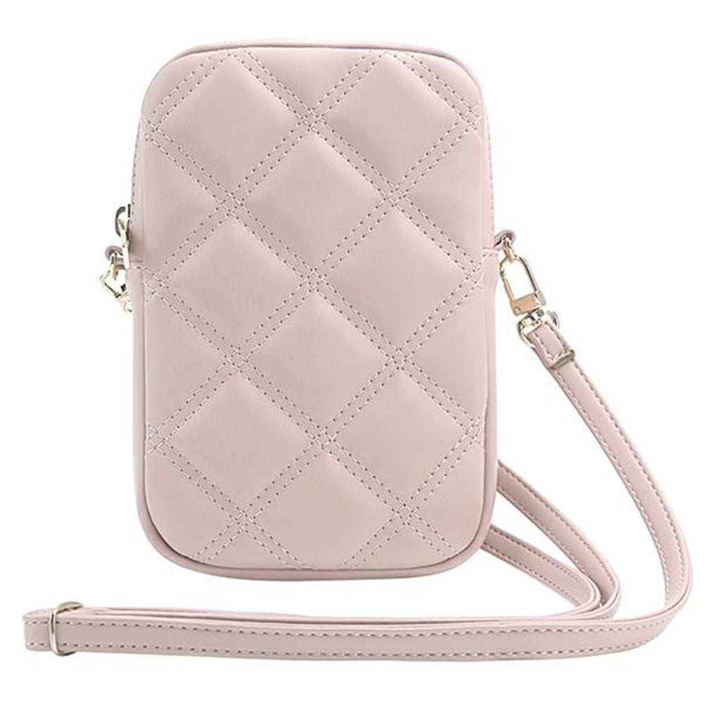 Guess - Universal Phone Pouch Zip Quilted 4G (GUWBZPSQSSGP) - Universal, Adjustable Strap, Zip Closure - Pink