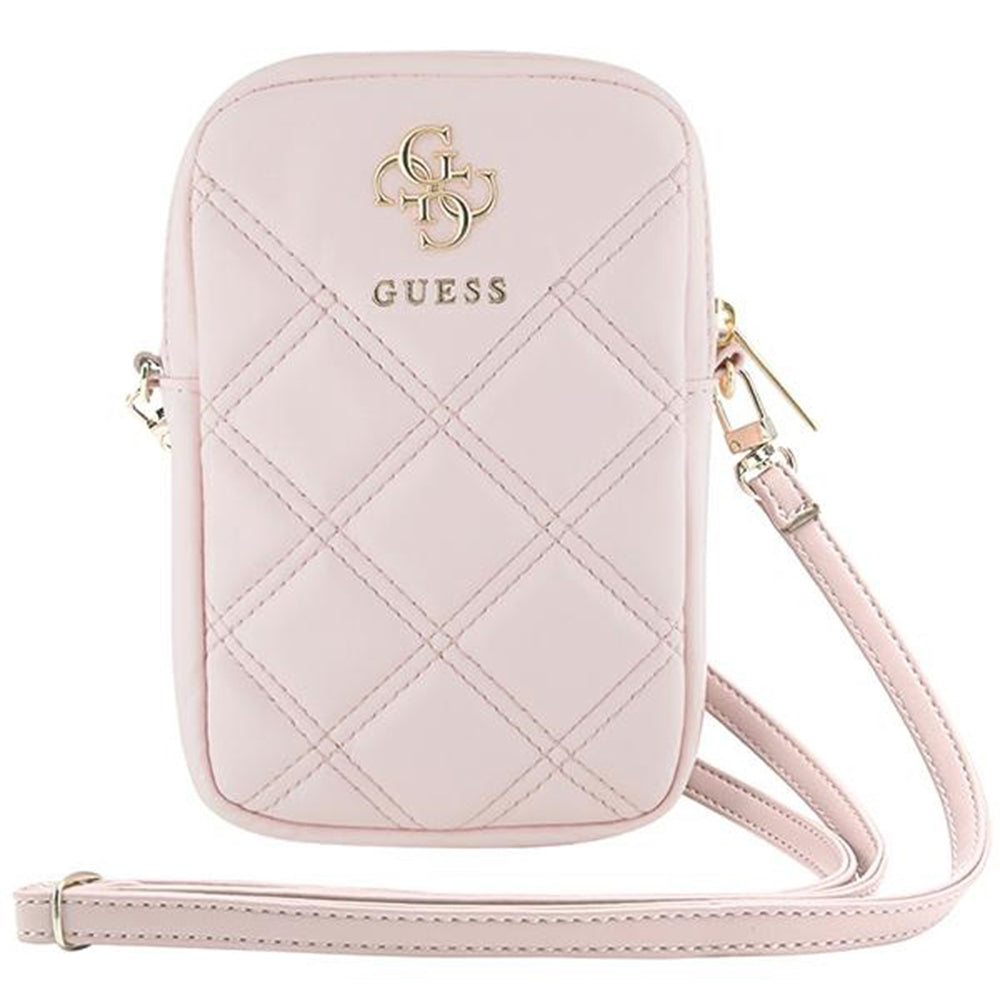 Guess - Universal Phone Pouch Zip Quilted 4G (GUWBZPSQSSGP) - Universal, Adjustable Strap, Zip Closure - Pink