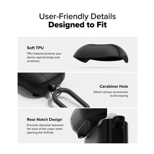 Ringke Casti Ringke Protection Case Onyx Magnetic, for AirPods 4, Non-Slip Texture, Carabiner Hole, Warm Gray – imagine 