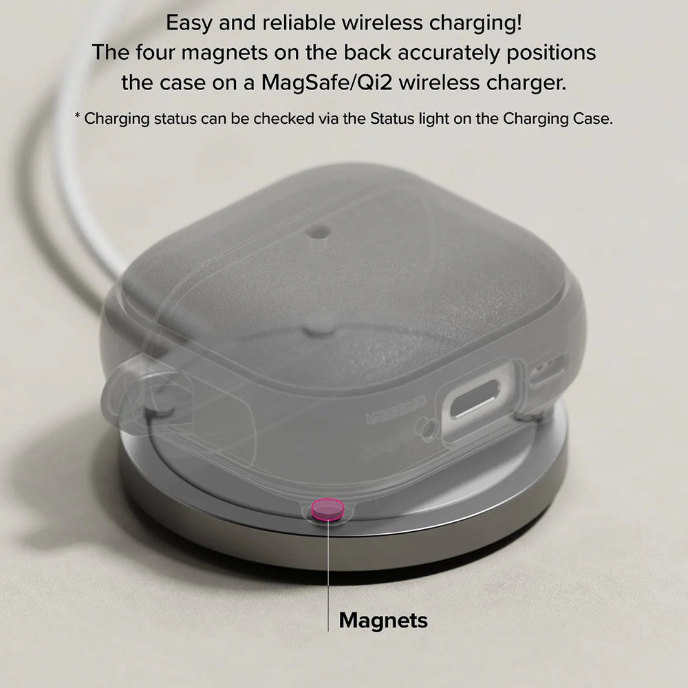 Ringke Casti Ringke Protection Case Onyx Magnetic, for AirPods 4, Non-Slip Texture, Carabiner Hole, Warm Gray – imagine 