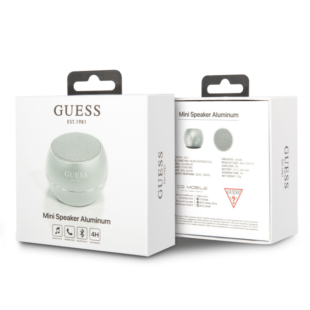 Guess - Wireless Mini Speaker (GUWSALGEG) - Bluetooth 5.0, 3W, 300mAh, 4H - Grey