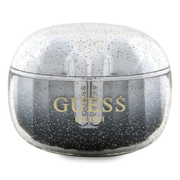 Guess - Wireless Earbuds (GUTWSHDGKEEK) - Bluetooth 5.3, TWS, USB-C, with Docking Station, IPX4 - Glitter Black Gradient