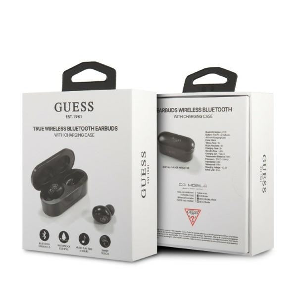 Guess - Wireless Earbuds (GUTWST31EK) - Bluetooth 5.0, TWS, USB-C, with LED Display, Docking Station, IPX4 - Black