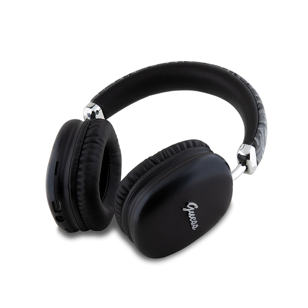 Guess - Wireless Headphones GCUBE Metallic Script Logo (GUBHK1GCTCSK) - Over-ear Headset, Bluetooth 5.3, 400mAh - Black