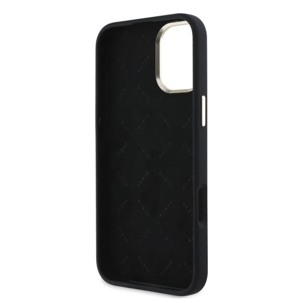 Husa pentru iPhone 16 - Guess Silicone Logo Strass 4G (GUHCP16SM4DGPK) - Black
