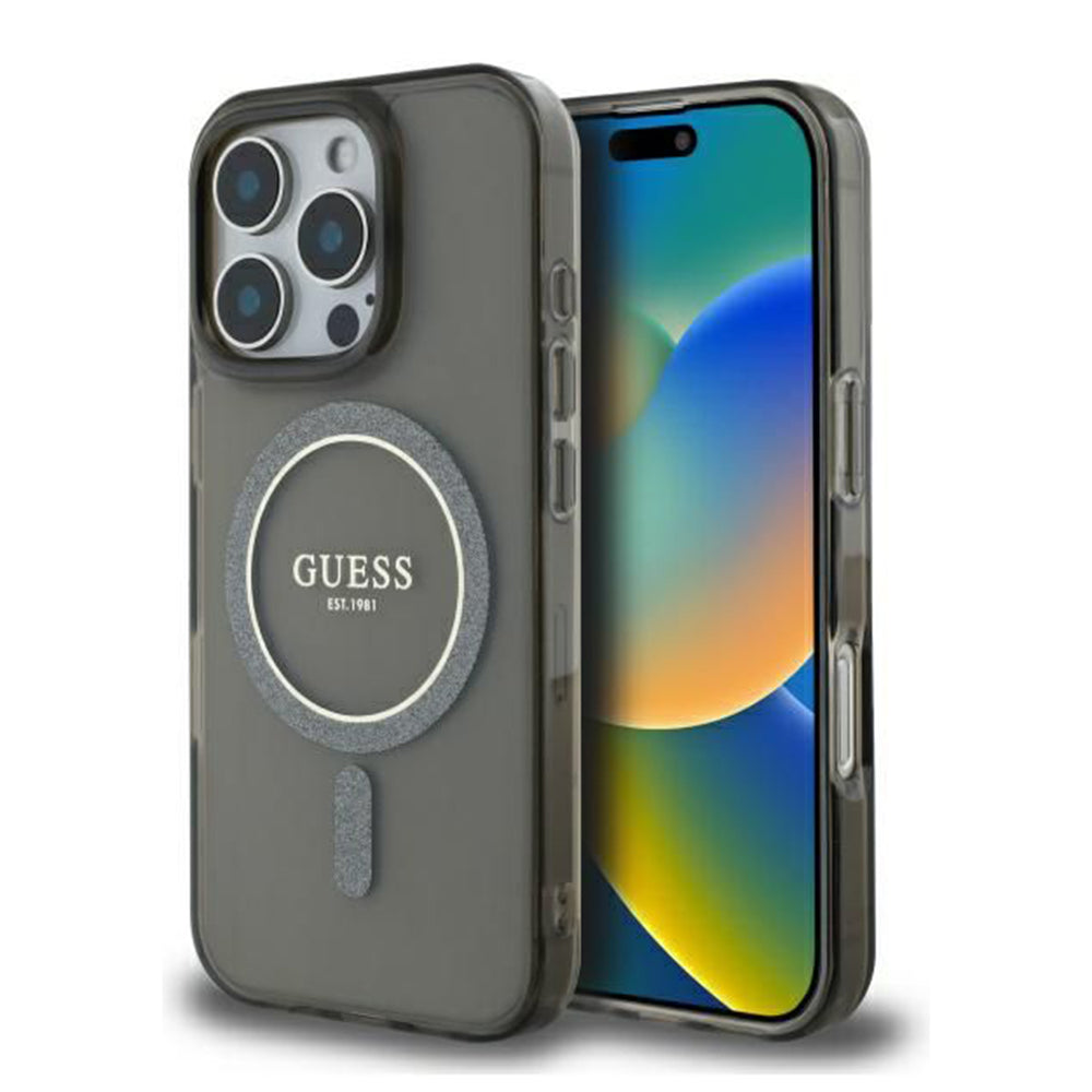 Guess - IML Glitter Circle MagSafe (GUHMP16LHFGEREK) - iPhone 16 Pro - Black