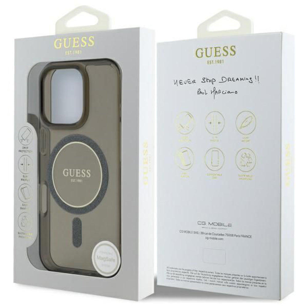 Guess - IML Glitter Circle MagSafe (GUHMP16LHFGEREK) - iPhone 16 Pro - Black